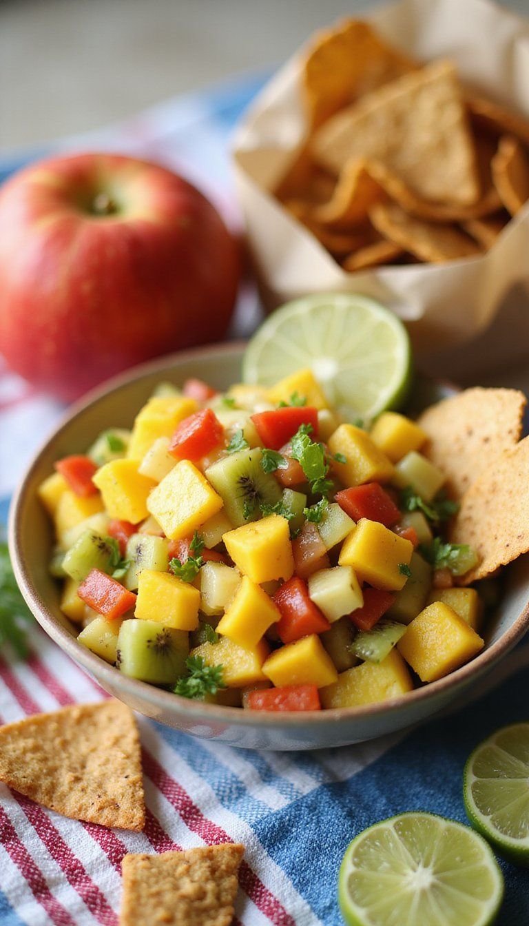 Tropical Fruit Salsa With Cinnamon Tortilla Chips