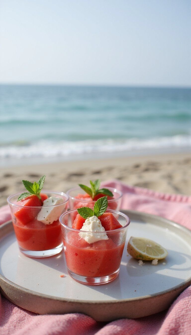 Watermelon Feta Mint Salad In Cups