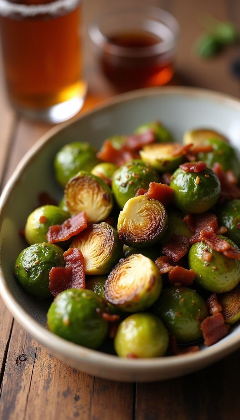 Roasted Brussels Sprouts With Maple Bacon Glaze