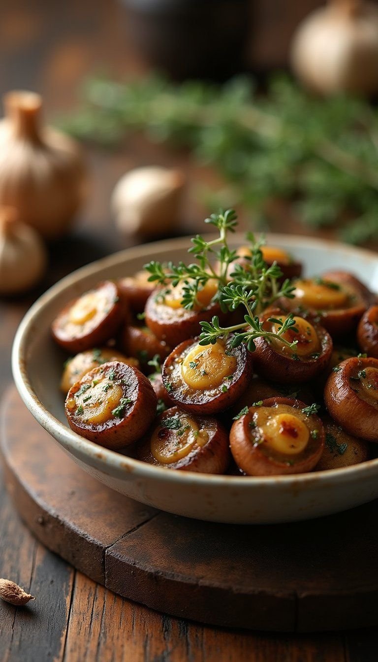 Roasted Garlic And Herb Mushrooms With Thyme