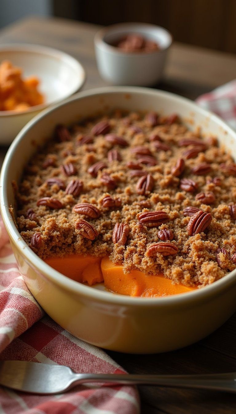 Sweet Potato Casserole With Pecan Streusel Topping