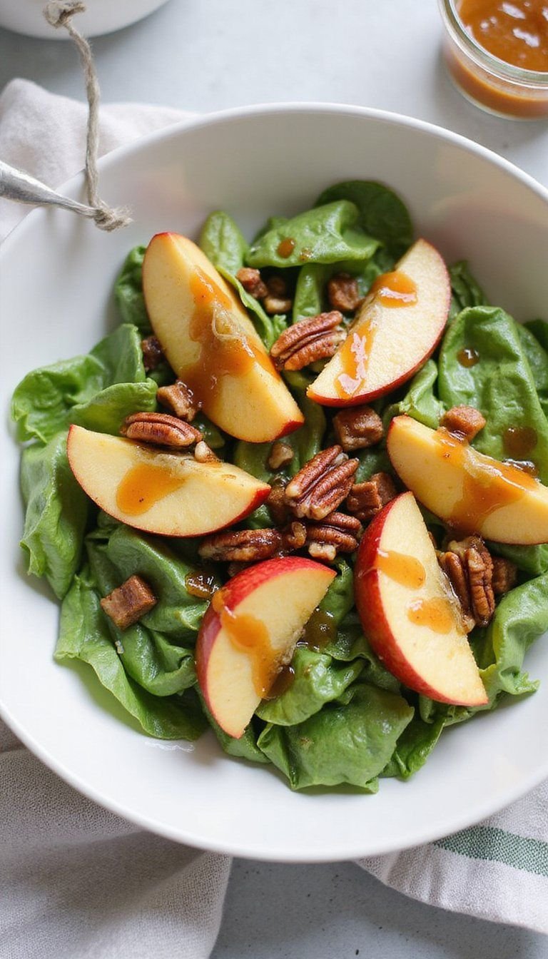 Warm Apple And Pecan Salad With Maple Vinaigrette