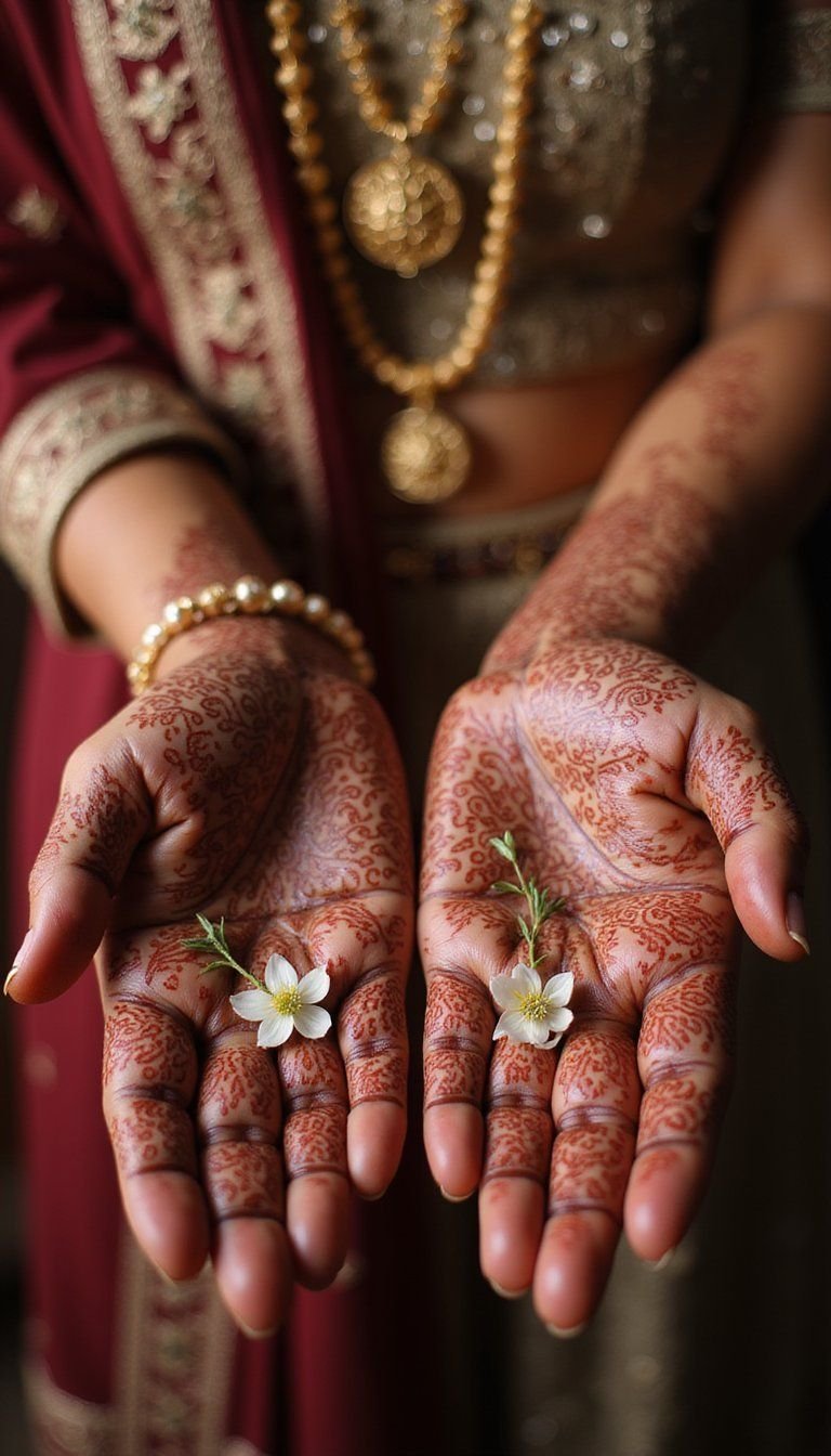 Bridal Henna Palm Fillings With Tiny Details