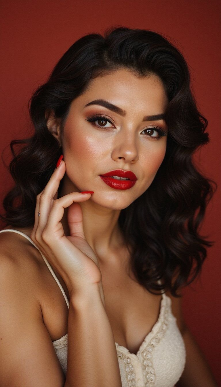 Vintage Finger Waves Paired With Red Lip
