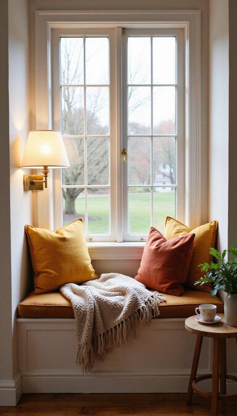 Cozy Reading Nook With Window Seat Cushions
