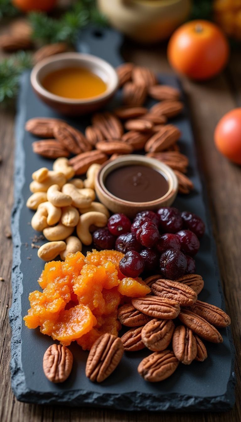 Spiced Nuts And Dried Fruit Centerpiece Board