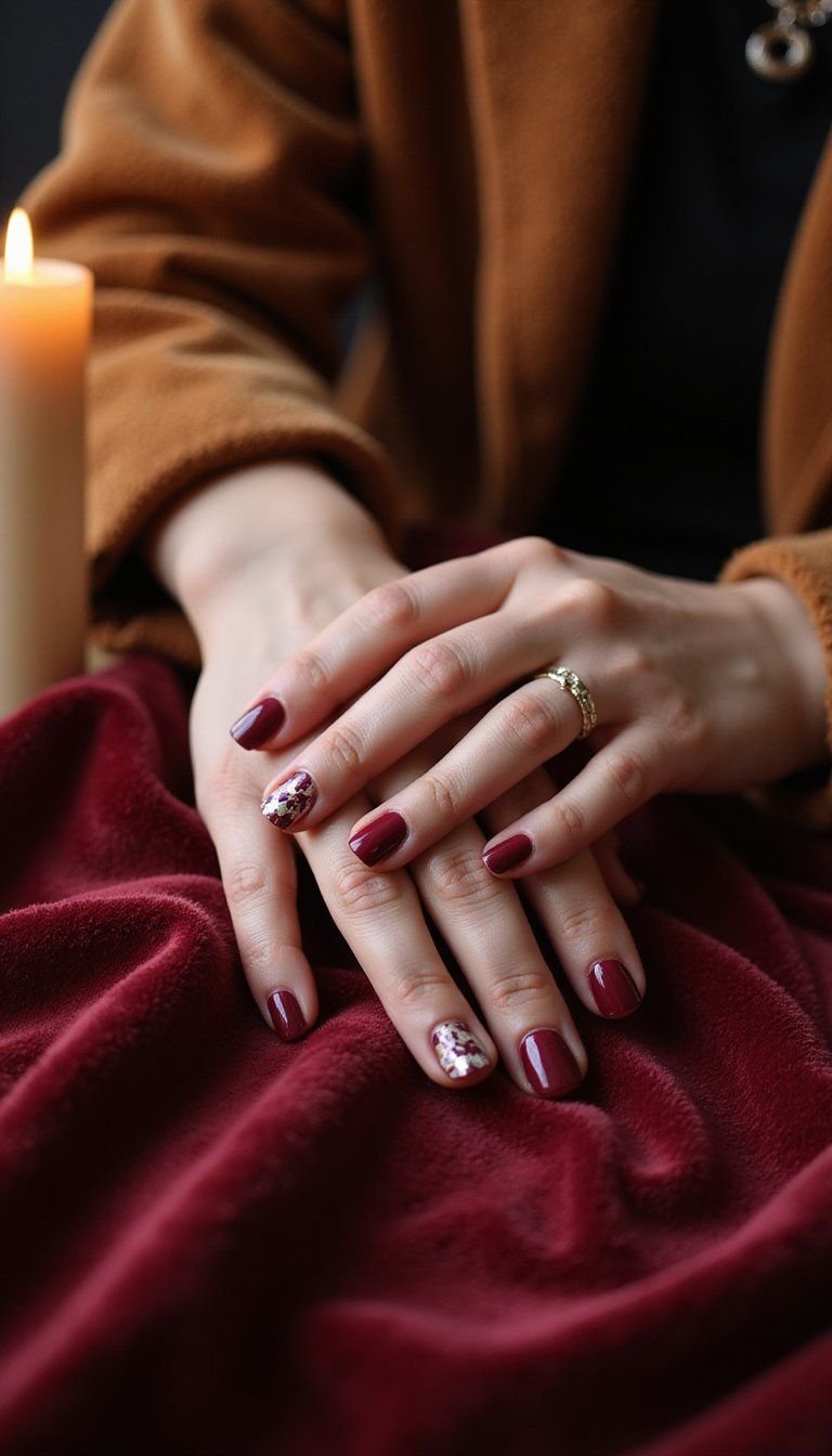 Deep Berry Gloss With Subtle Leaf Decals