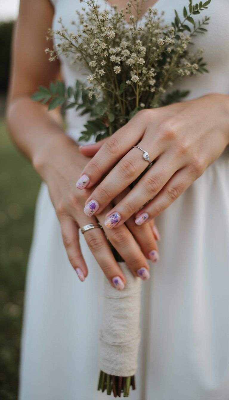 Leaf Pressed Floral Encapsulated Gel Nails
