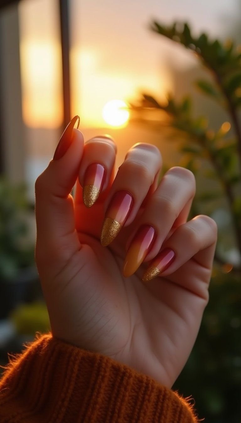 Ombre Sunset With Metallic Horizon Line
