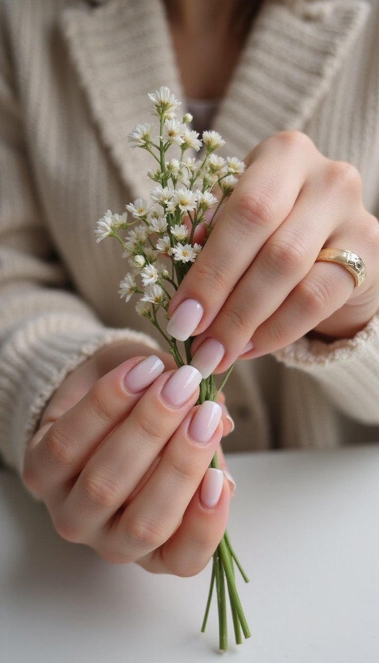 Pearlized Moonstone Sheen For Short Natural Nails