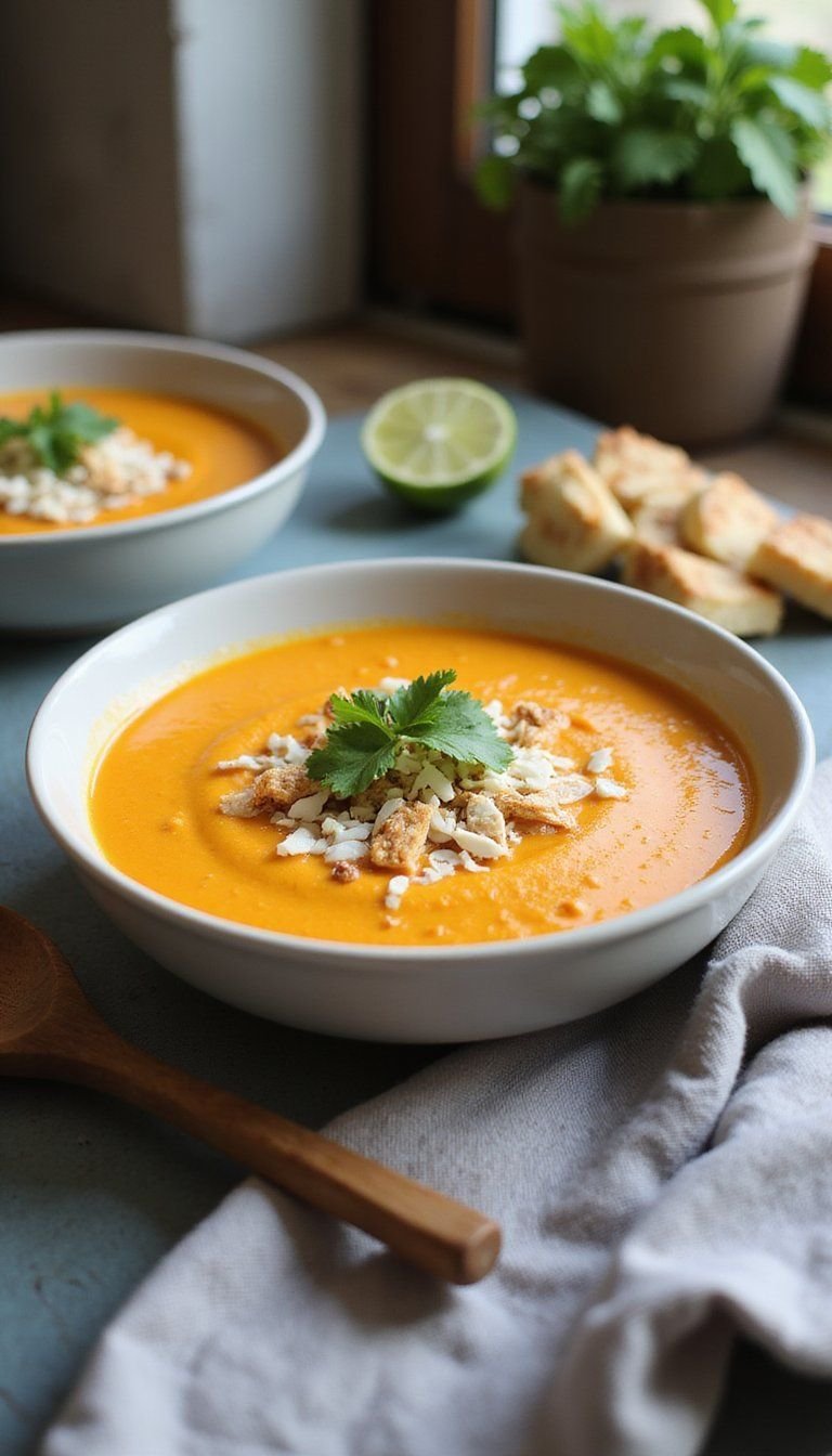 Sweet Potato Coconut Curry Soup With Cilantro