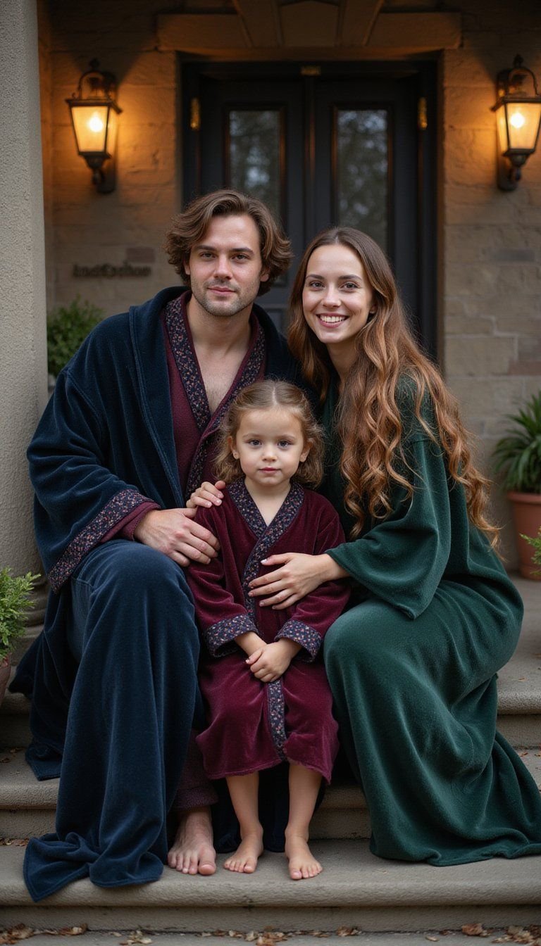 Wizarding World Family With Cozy Robes