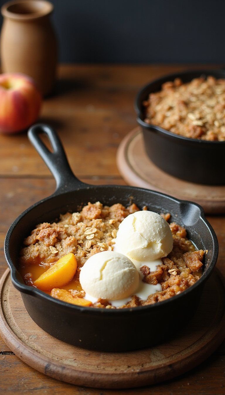 Cast Iron Grilled Peach Cobbler With Oat Topping