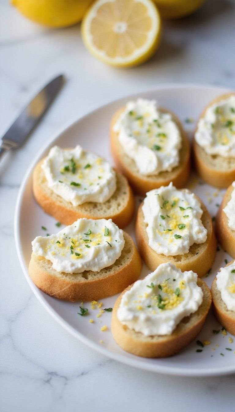 Lemon Ricotta Honey Crostini With Zest Finish