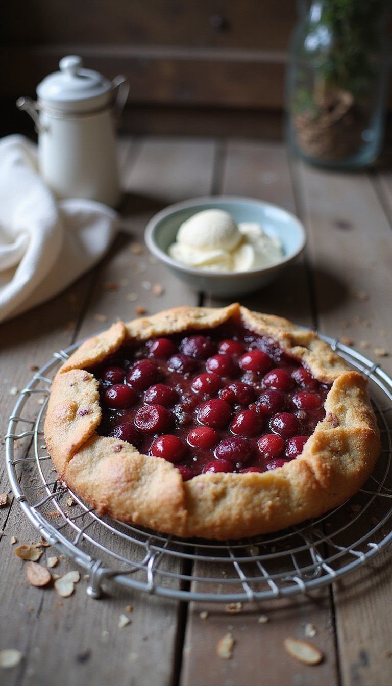 Rustic Cherry Galette With Almond Crumble Topping
