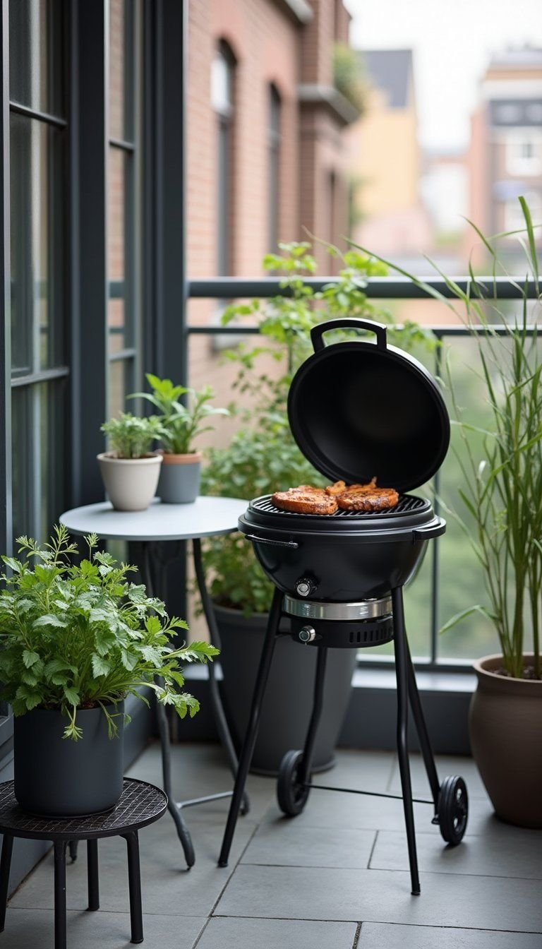 Minimalist Urban Balcony Grill Setup For Small Spaces