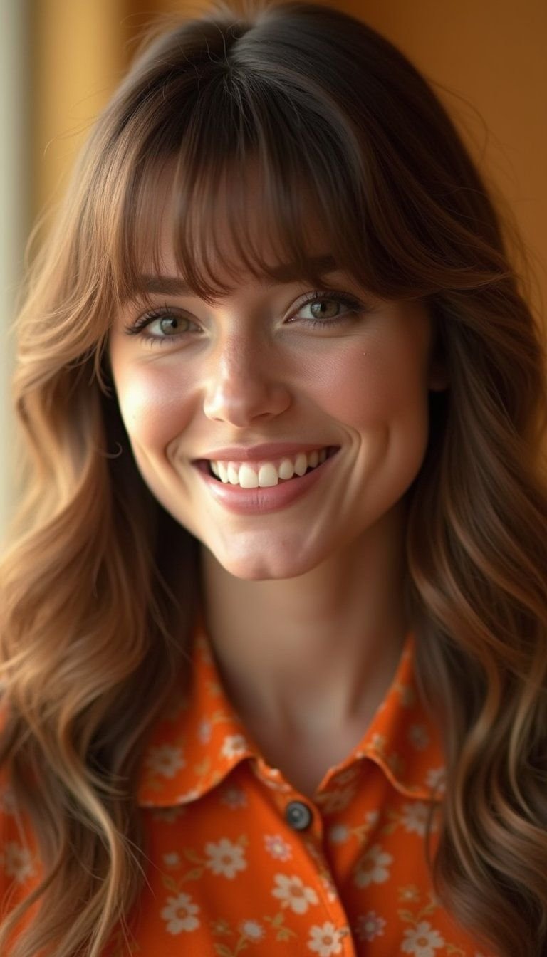 Bold Retro 70s Feathered Bangs Throwback