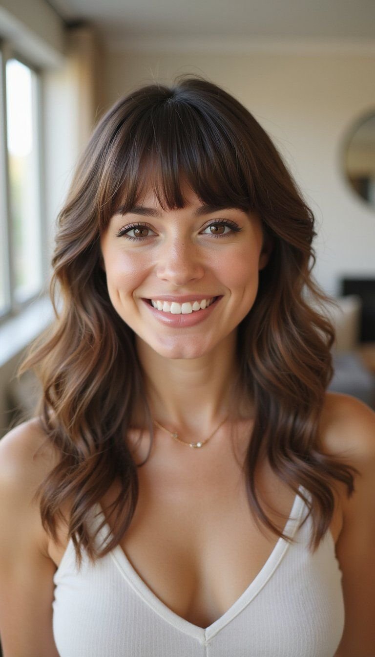 Feathered Bangs For Mature Hair With Soft Texture