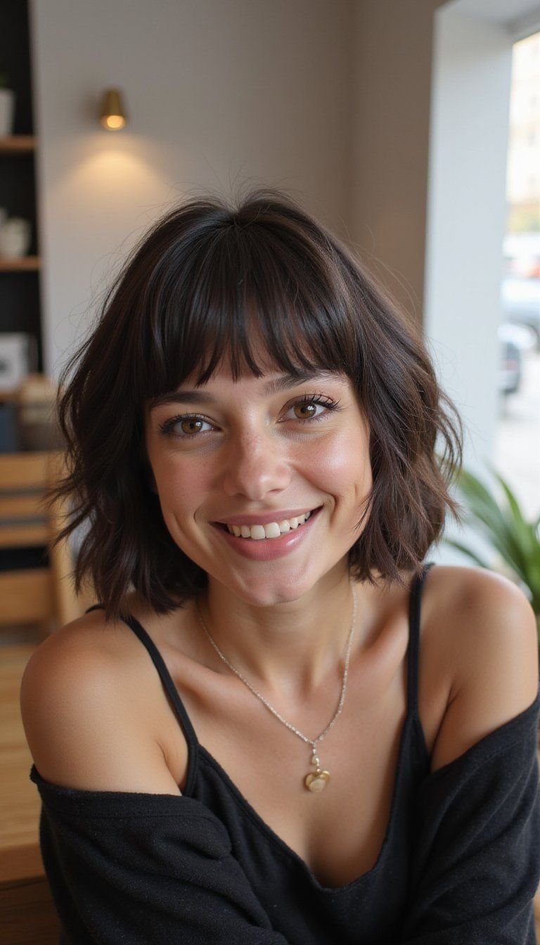 Short Bob With Choppy Feathered Bangs
