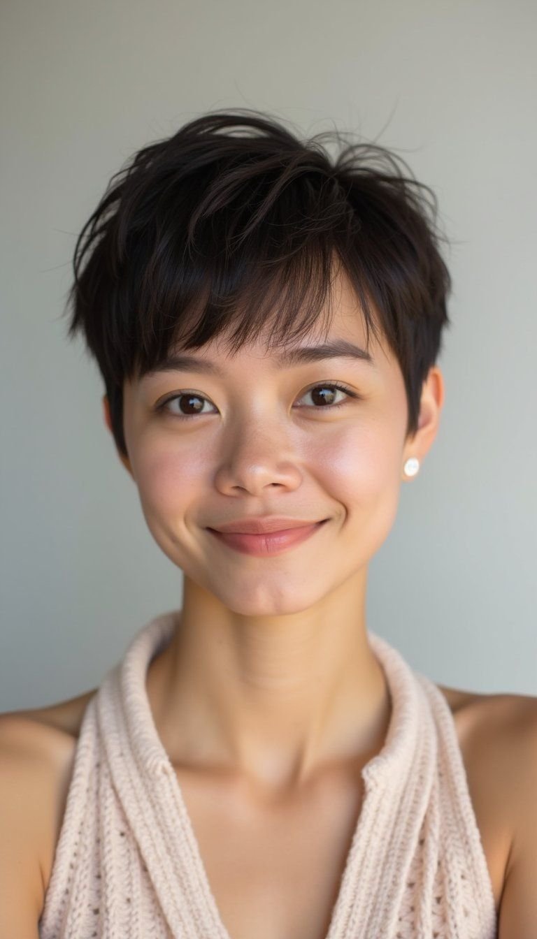 Short Pixie With Wispy Feathered Bangs