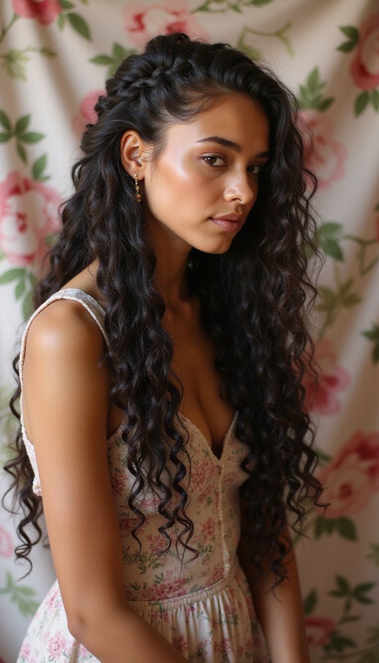 Feed-In Cornrows Into Loose Curly Ends