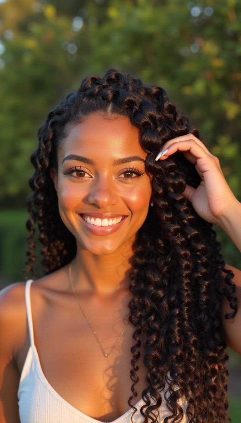 Goddess Feed-In Cornrows With Curl Ends