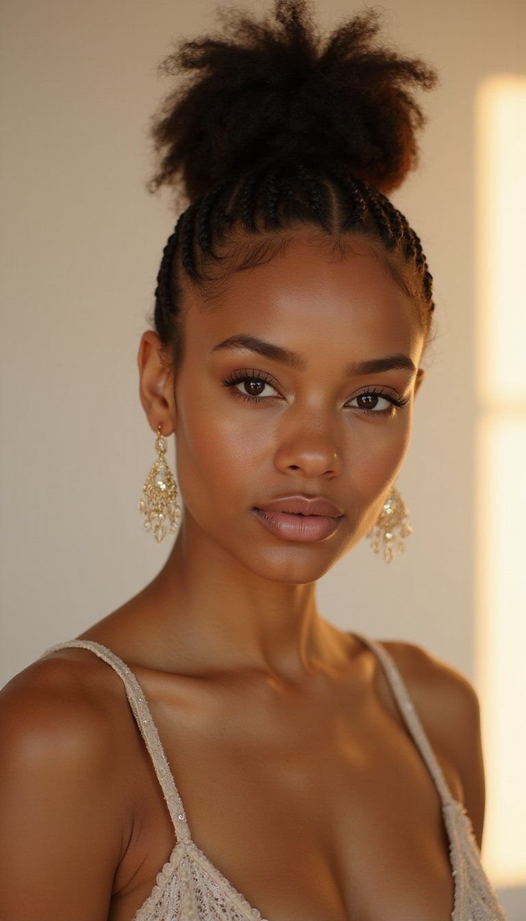 Triangle Part Feed-In Cornrows For Volume