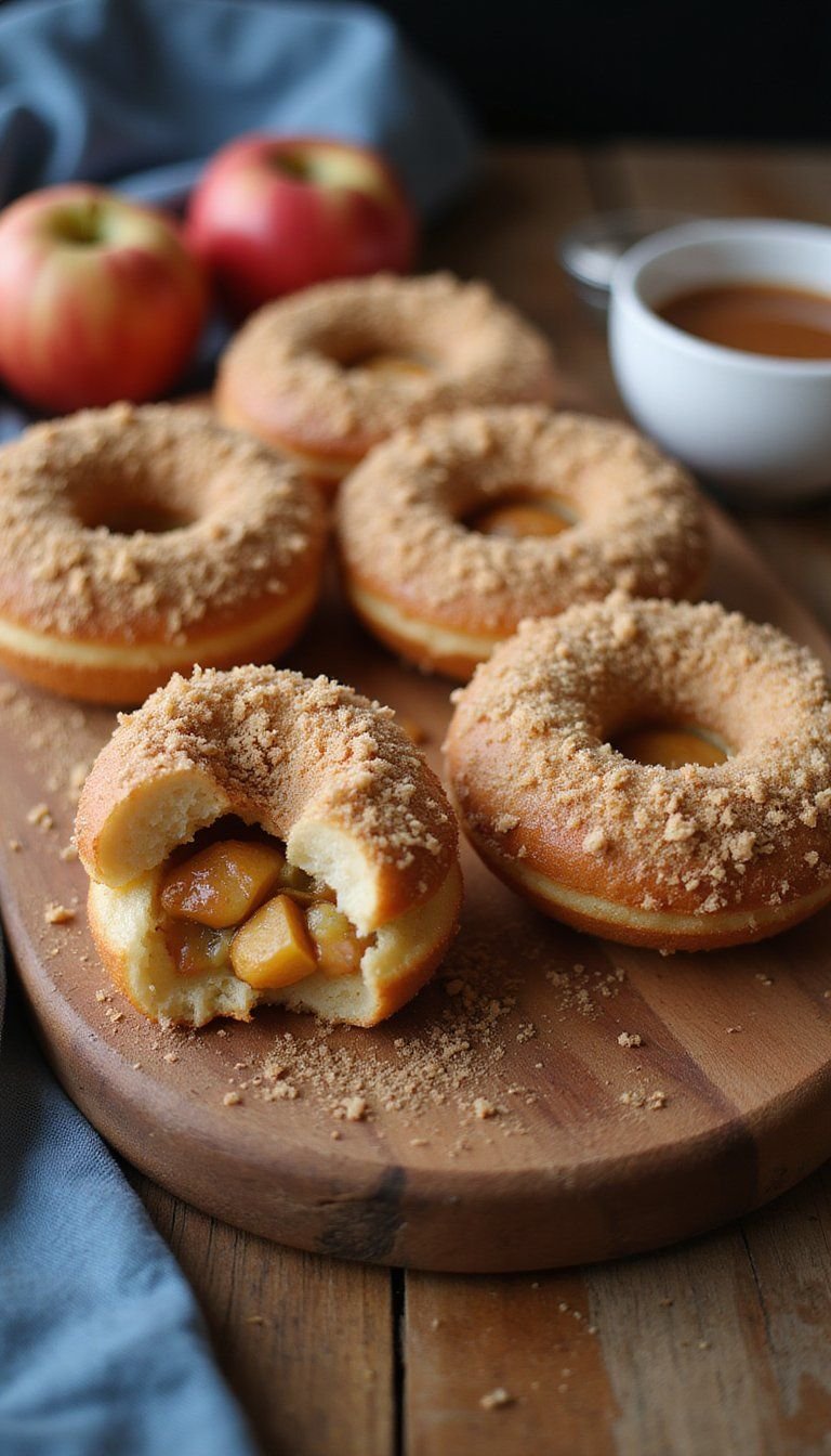 Apple Cinnamon Sufganiyot With Streusel Crunch
