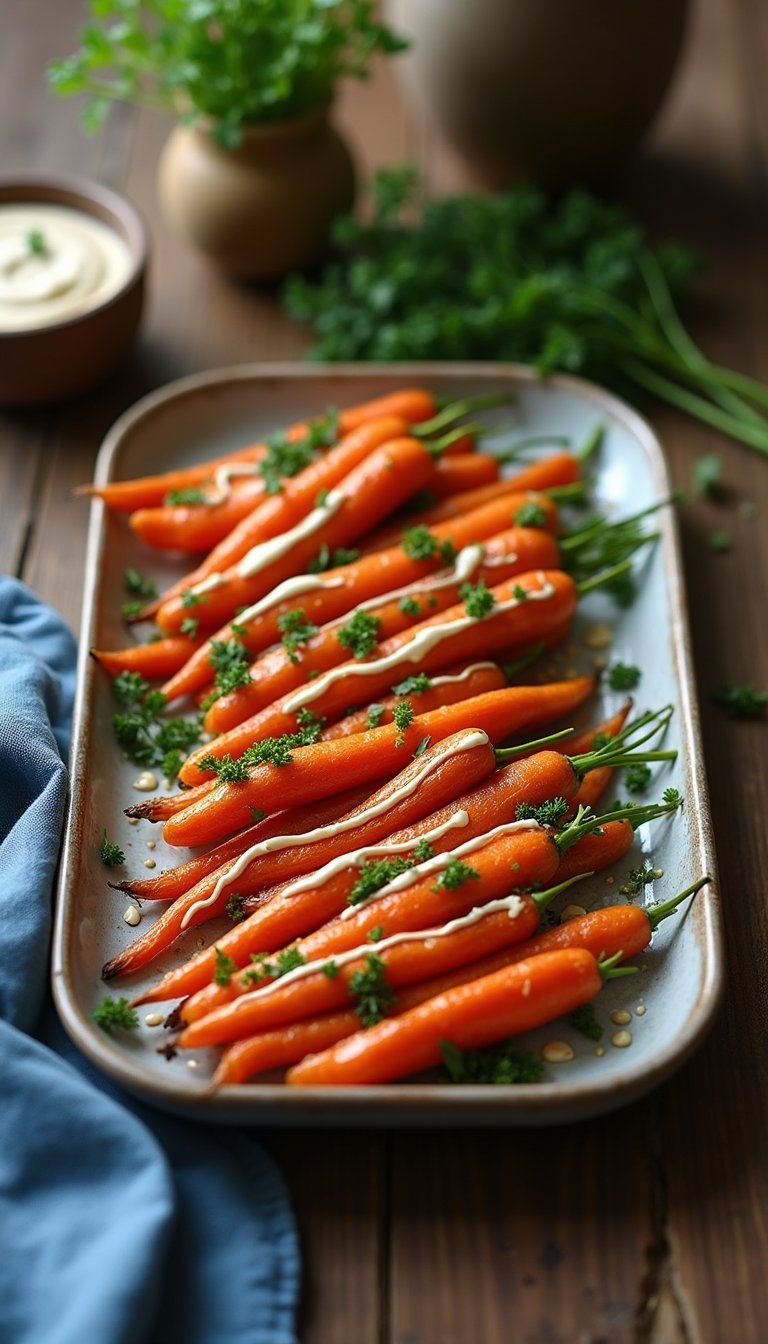 Spiced Roasted Carrots With Tahini Drizzle