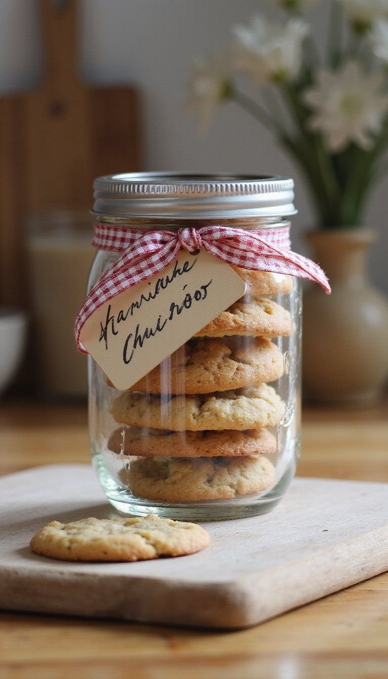 Homemade Cookie Jar With Ribbon And Tag