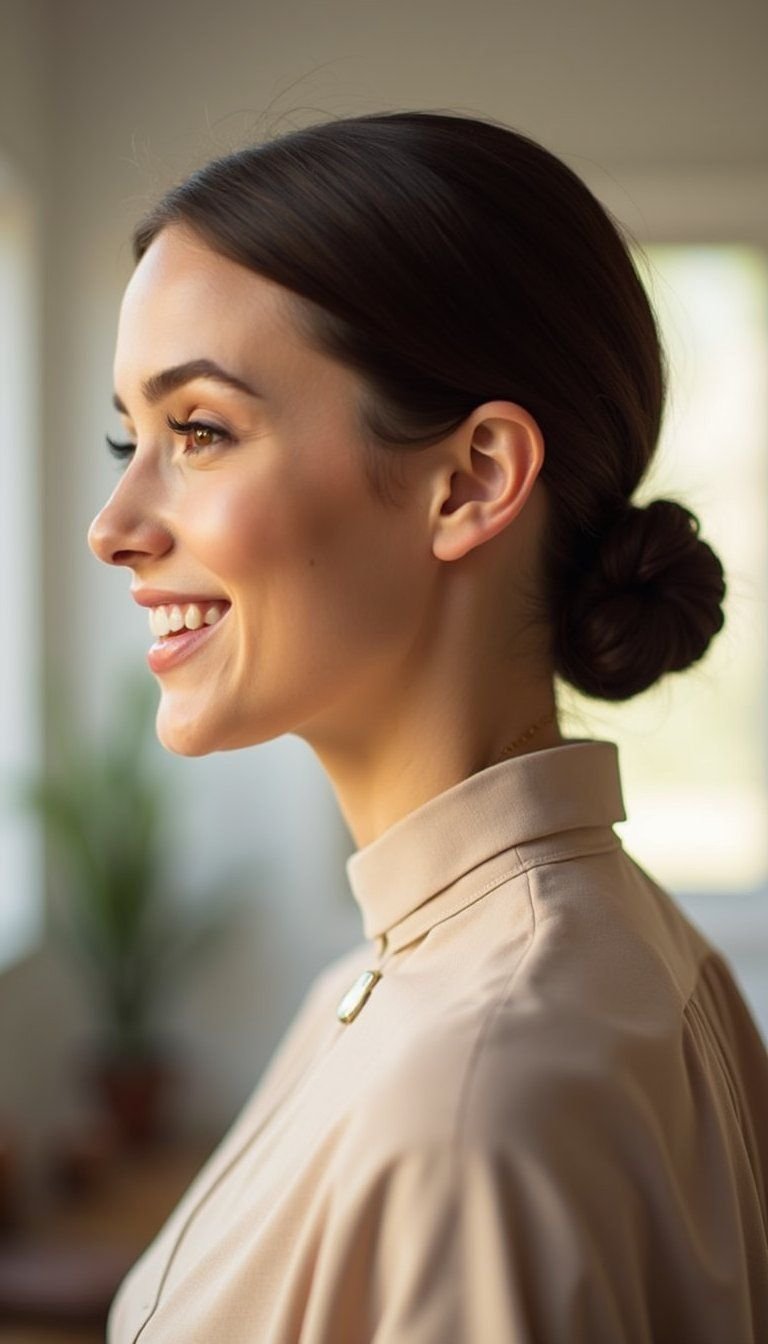 Work-Ready Sleek Flat Twist Low Bun Office Chic