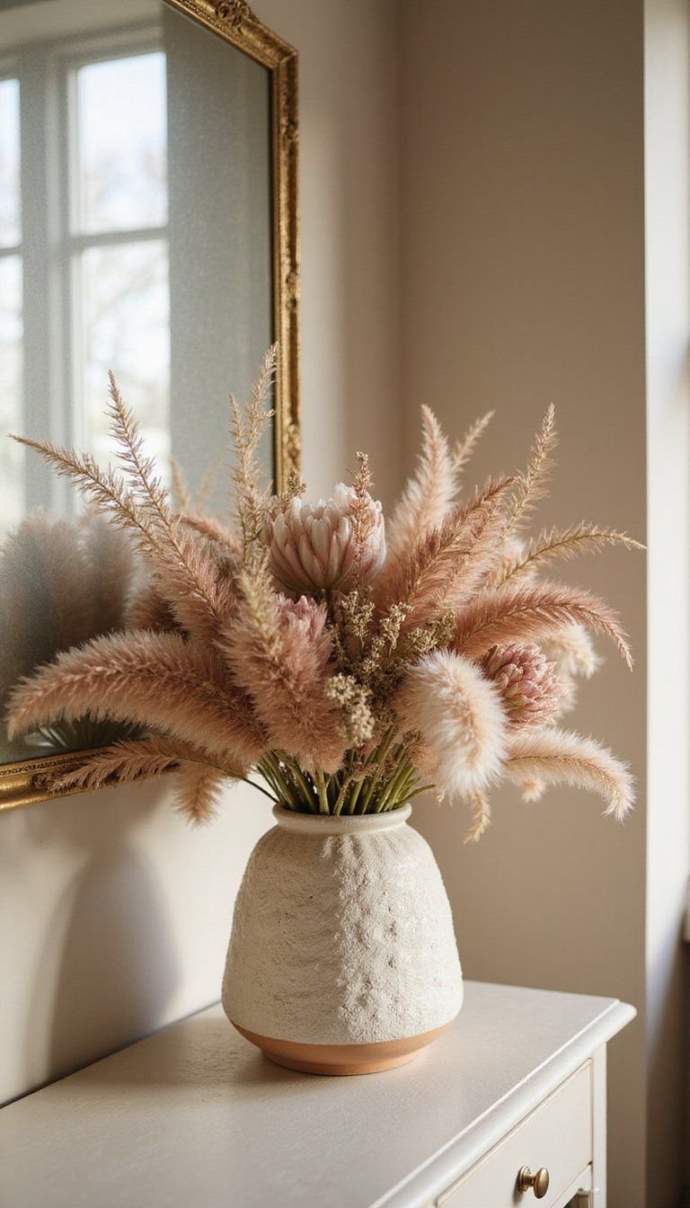Boho Pampas And Protea Market Arrangement