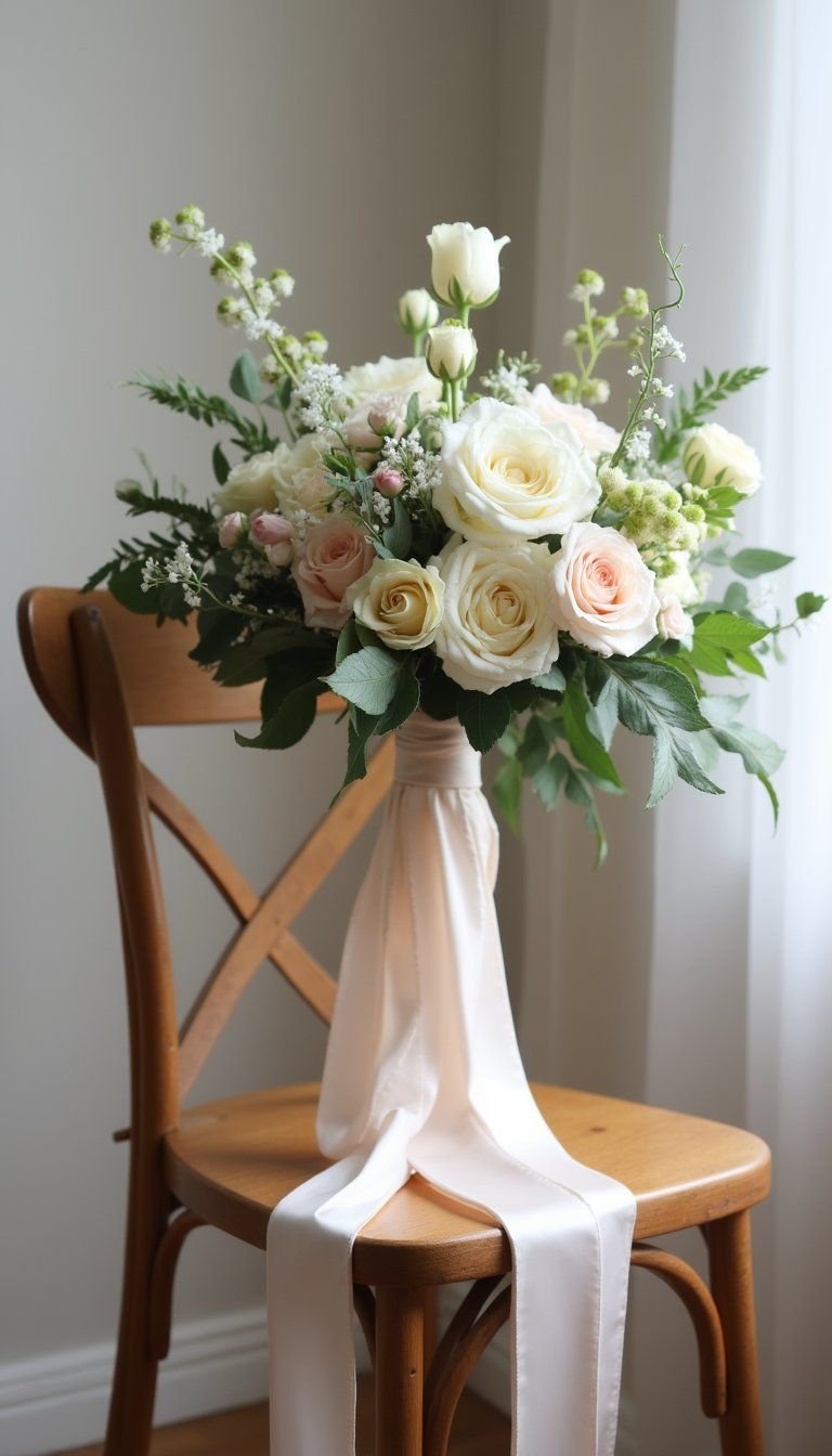 Bridal Bouquet From Market Picks With Silk Ribbon