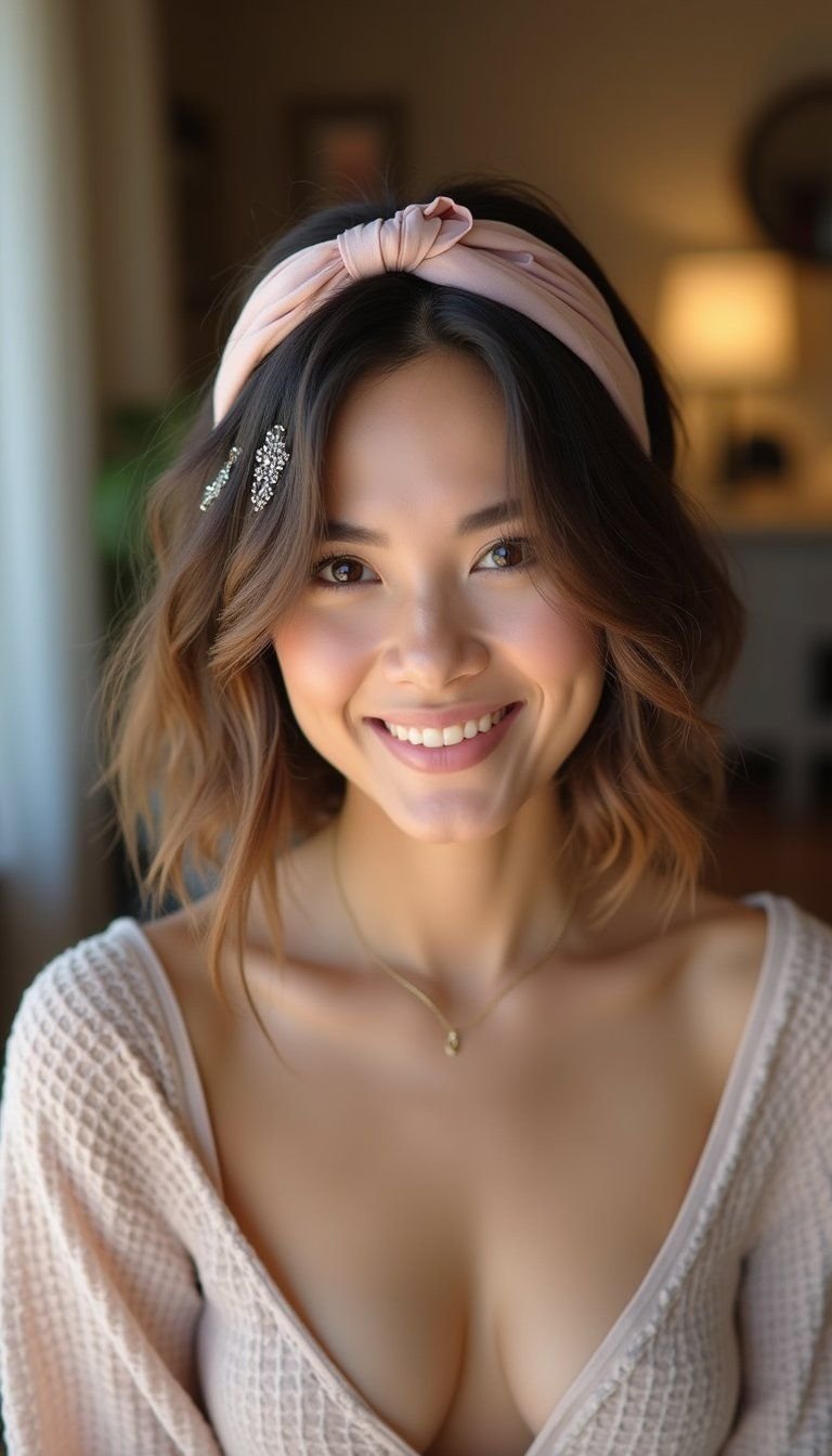 French Bob Styled With Headband Or Hair Accessories