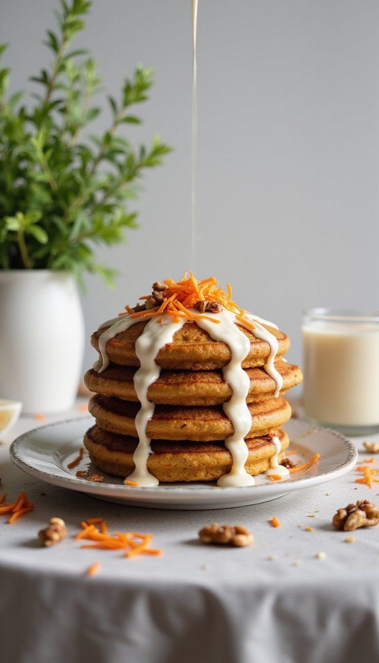 Carrot Cake Pancake Stacks With Cream Cheese