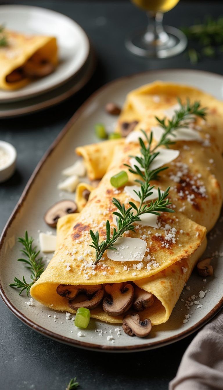 Mushroom And Leek Savory Crepes Platter