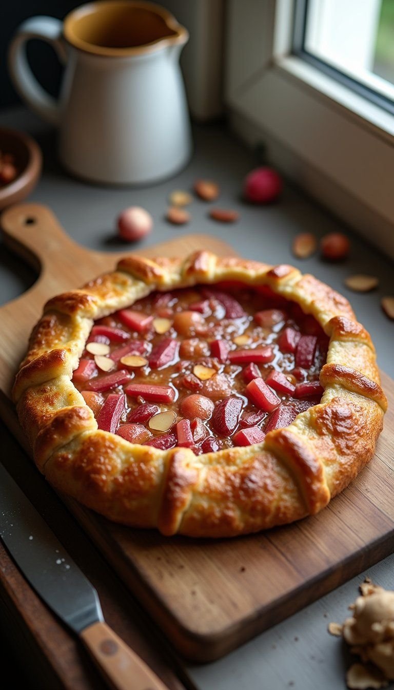 Rhubarb Almond Galette With Honey Glaze
