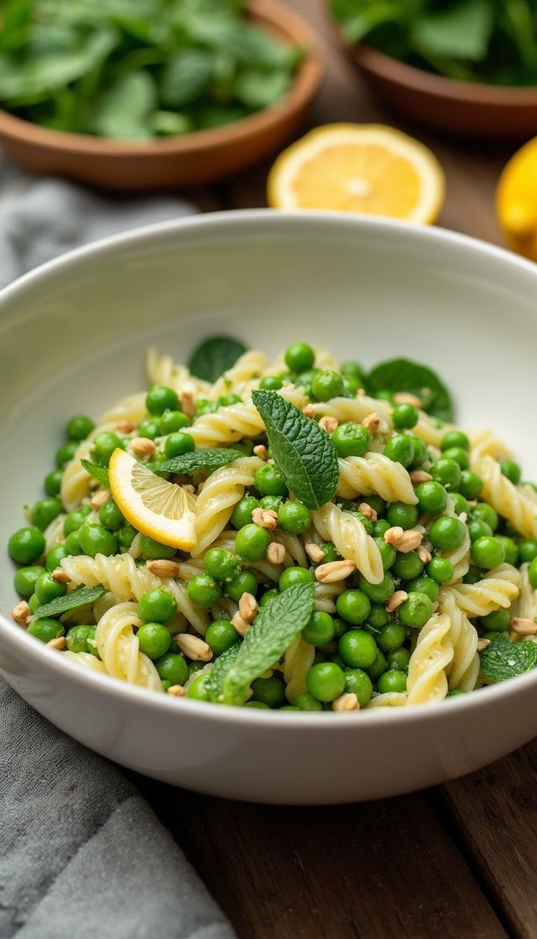 Spring Pea And Mint Pasta Salad Bowl