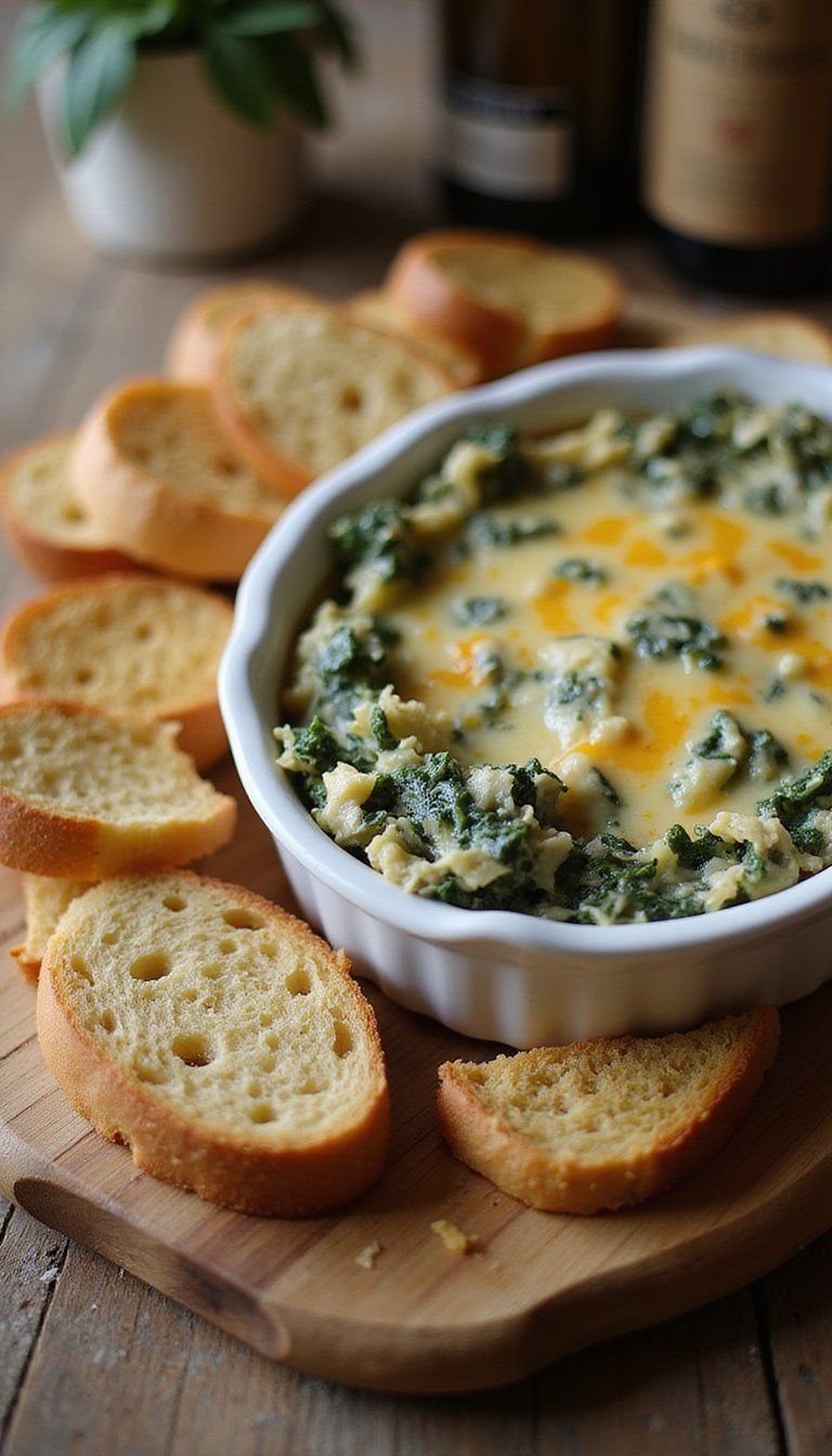 Warm Spinach And Artichoke Dip Toasts