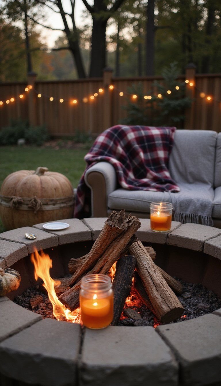 Cozy Outdoor Fire Pit Friendsgiving Gathering Setup
