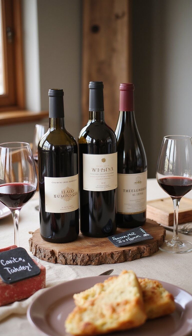 Wine Pairing Station With Signage And Glass Tags