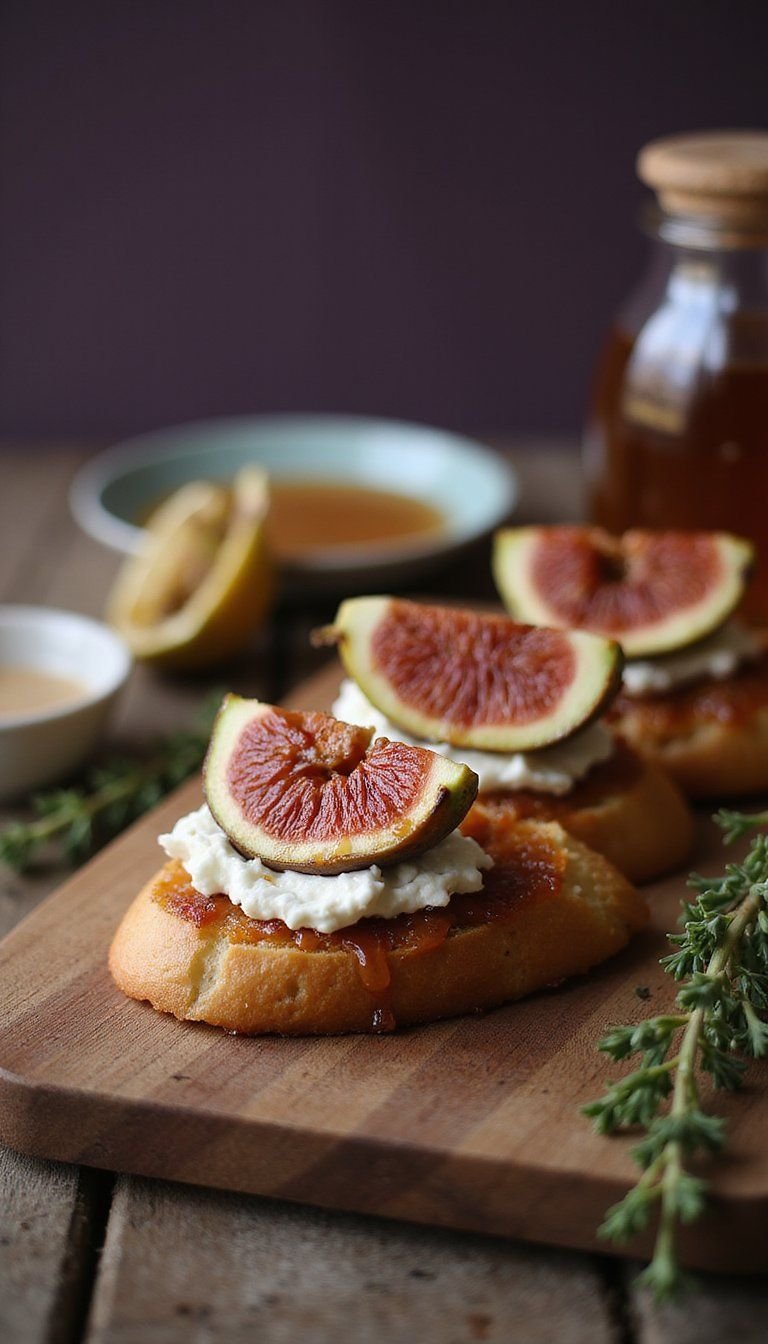 Honey Roasted Fig Crostini With Whipped Ricotta