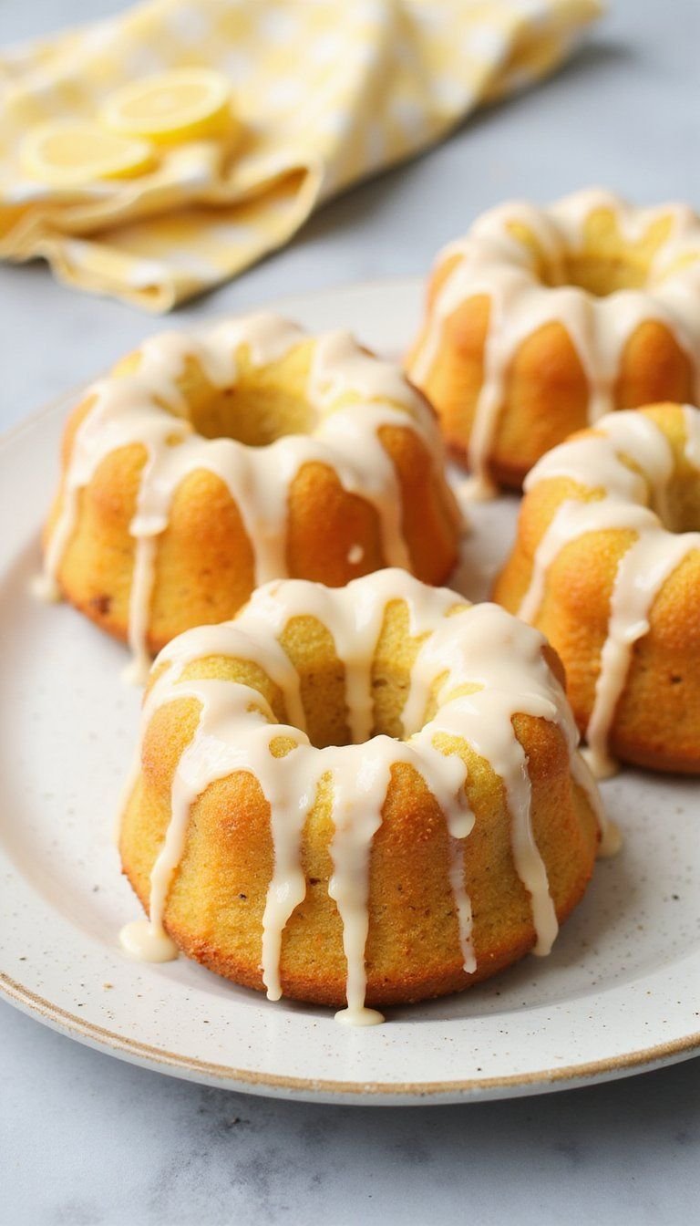 Lemon Poppy Seed Bundt Cakelets With Glaze Drizzle