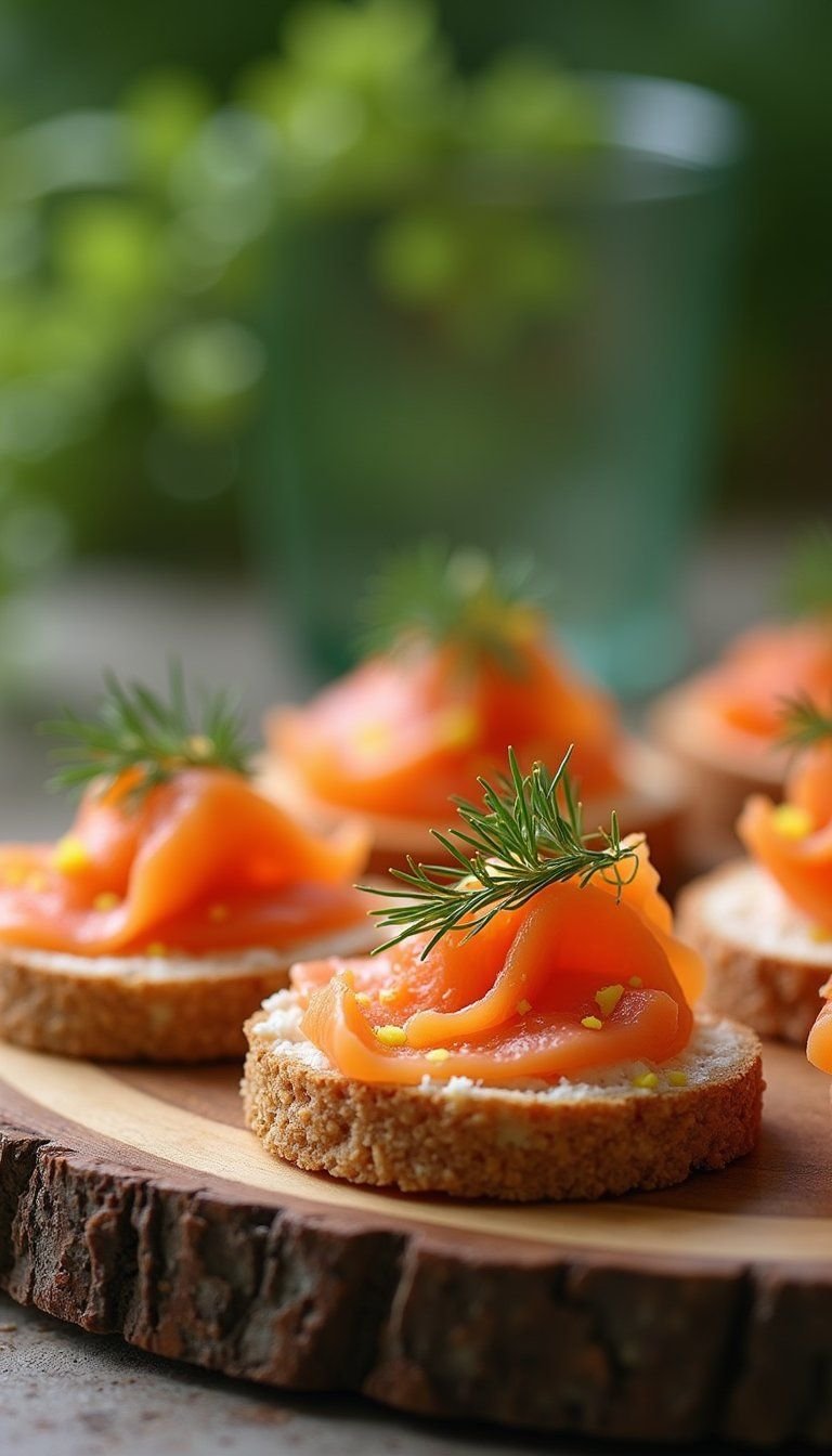 Smoked Salmon Dill Canapés On Rye Rounds