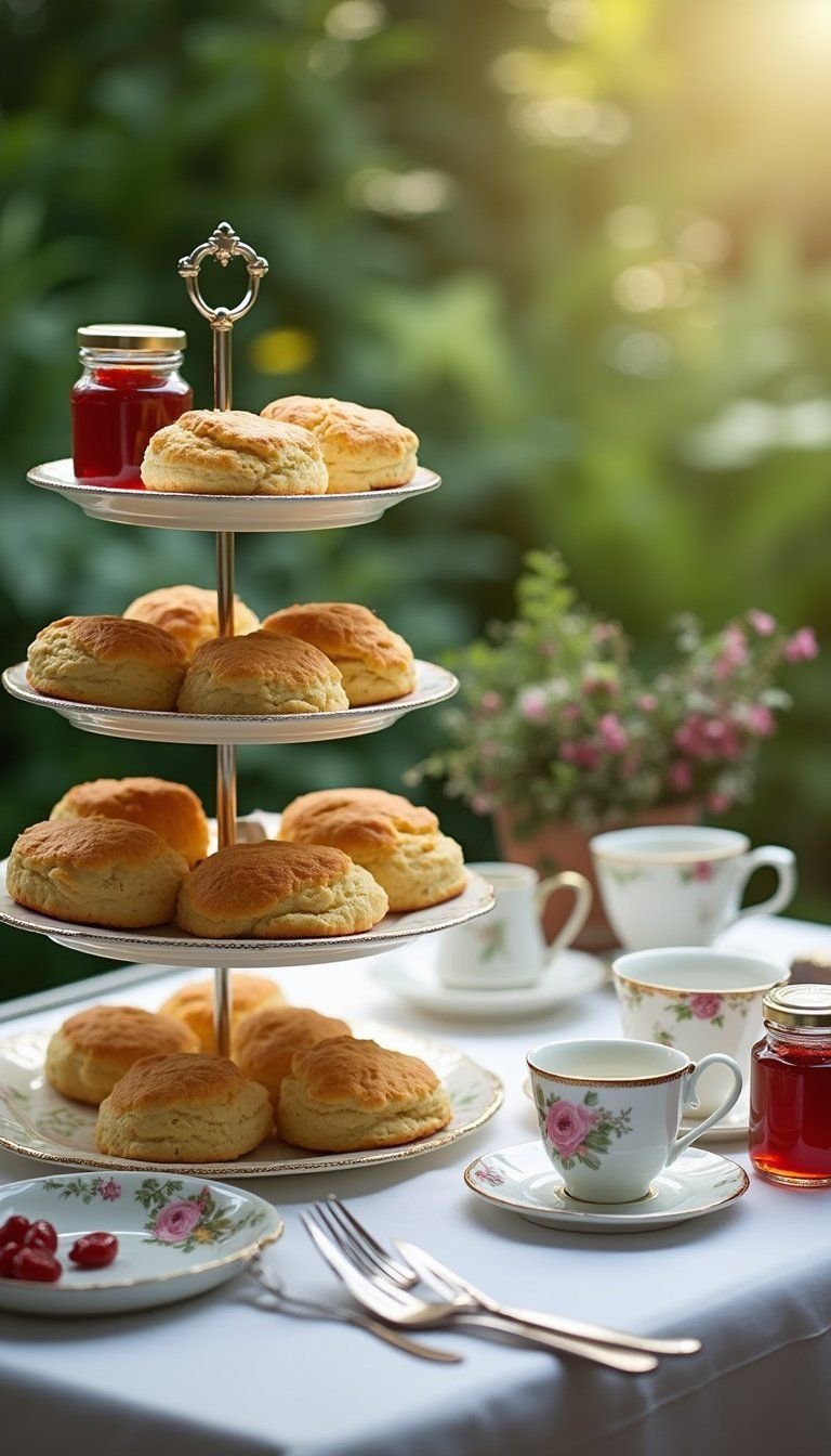 Traditional Scones With Jam And Clotted Cream