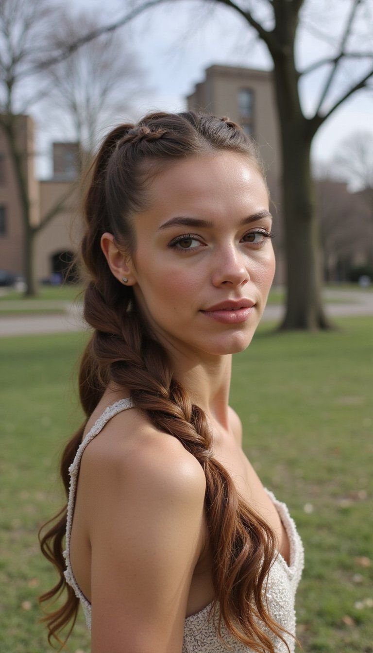 Goddess Braided Ponytail With Sleek Edges