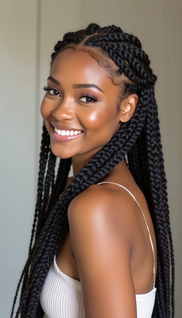 Goddess Braids With Feed-In Technique For Natural Flow