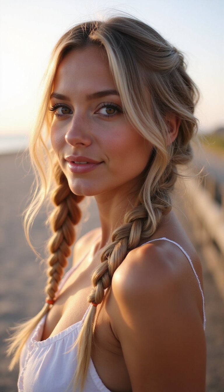 Long Goddess Braids With Subtle Ombre Ends