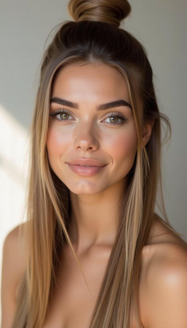 Sleek Half-Up Topknot For Polished Days