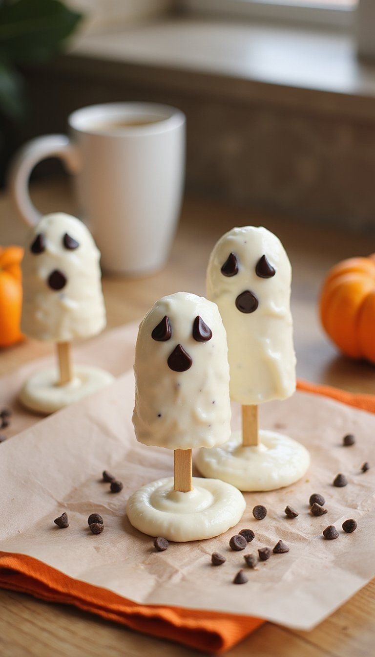Ghost Banana Pops With Yogurt Drizzle